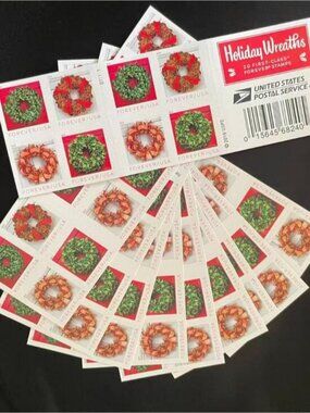 ✨USPS 2019 Holiday Wreaths Forever Stamps - 200ct Booklet, Mint Unused✨